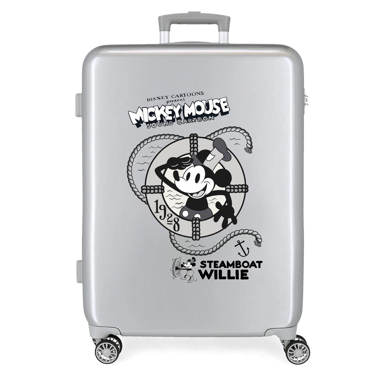 Disney Mickey Maleta Mediana Extensible ABS Rígida Gris