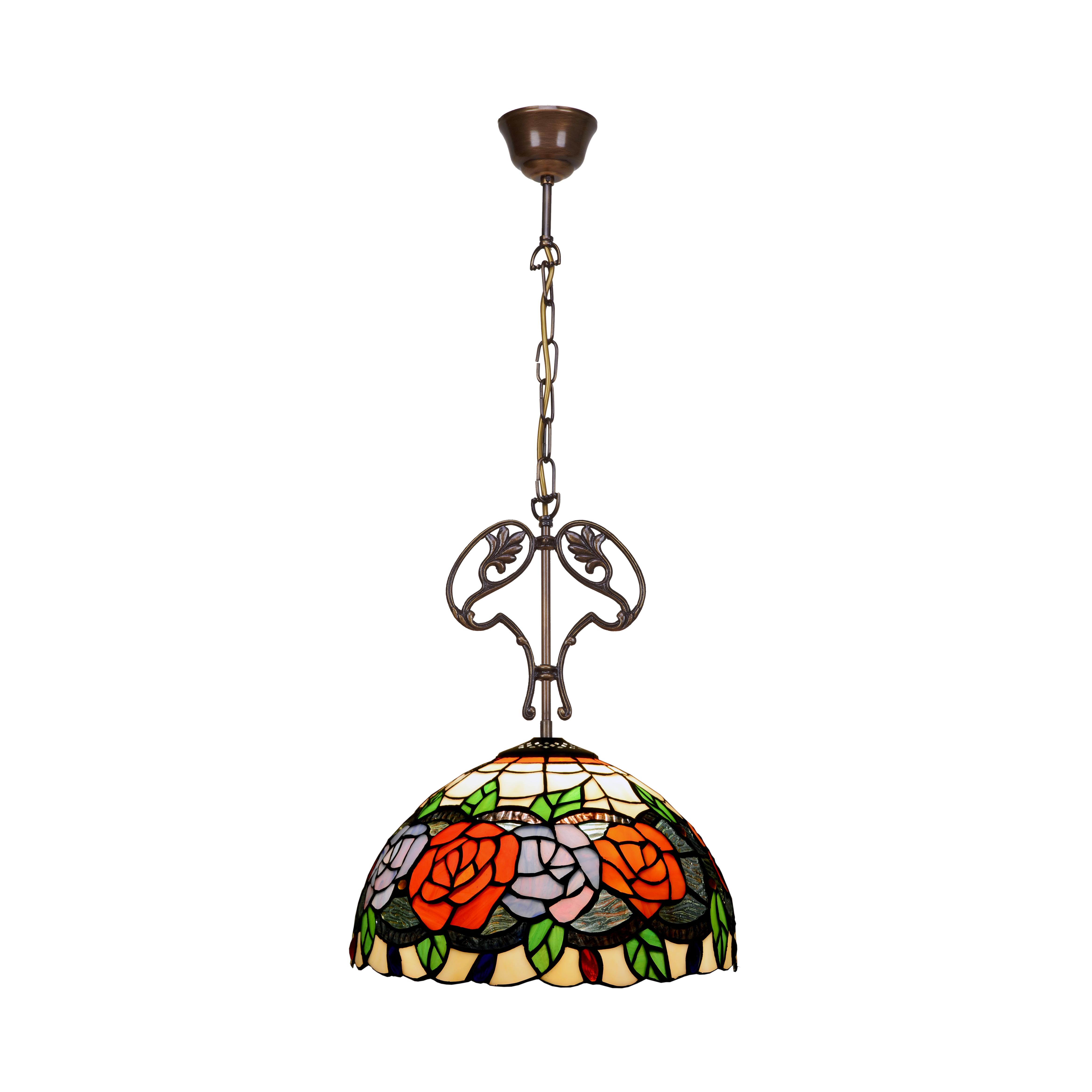 Colgante de techo con cadena y adorno fundición con pantalla diámetro 30cm Serie Rosy FIJALO LG283466