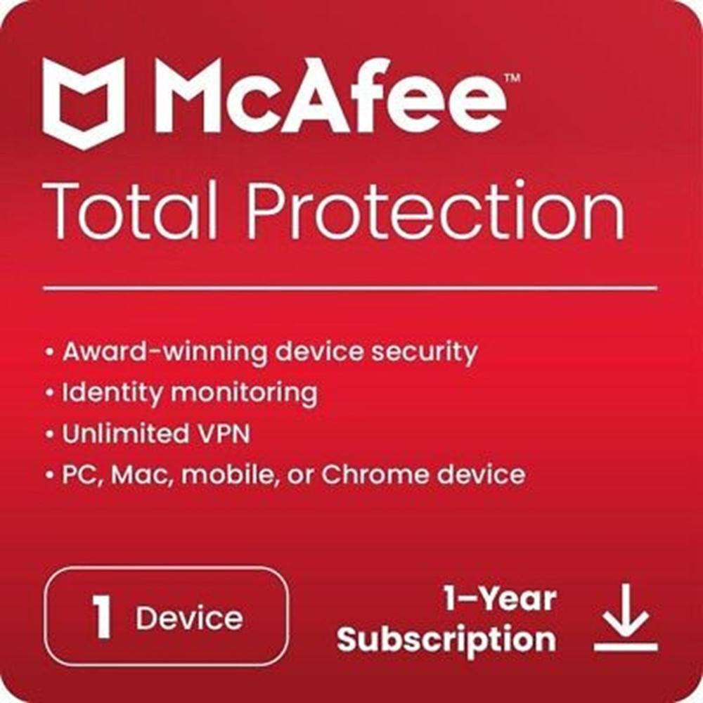 McAfee - Software antivirus McAfee Total Protección ESD descarga directa 1 dispositivo 1 año con defensa en tiempo real contra ransomware y malware
