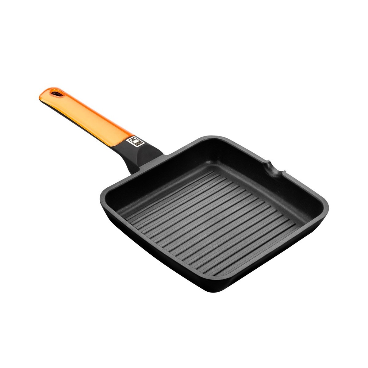 Bra - Grill con Rayas Efficient Orange, De 22 a 28 cm, Parrilla Asar, Aluminio Fundido, Revestimiento Antiadherente, Apto Inducción