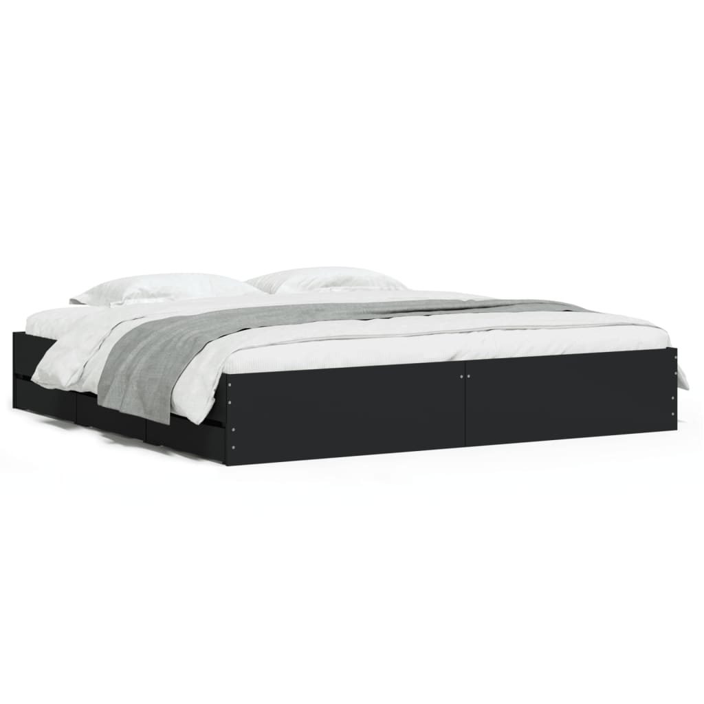 vidaXL Estructura cama con cajones madera ingeniería negra 160x200 cm