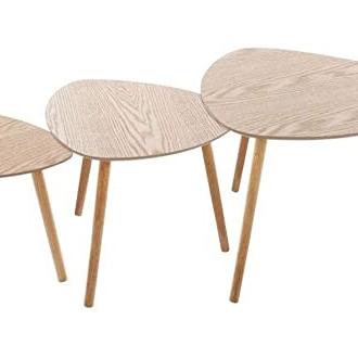 TIENDA EURASIA® Mesas Auxiliares de Centro - Pack 3 Mesitas Auxiliares de Diseño Nordico - Tablero de Madera MDF y Patas de Madera de Roble