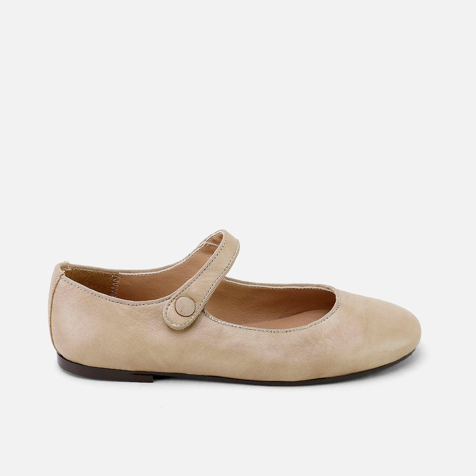 Merceditas piel grosgrain verona taupe Papanatas | Eli 1957