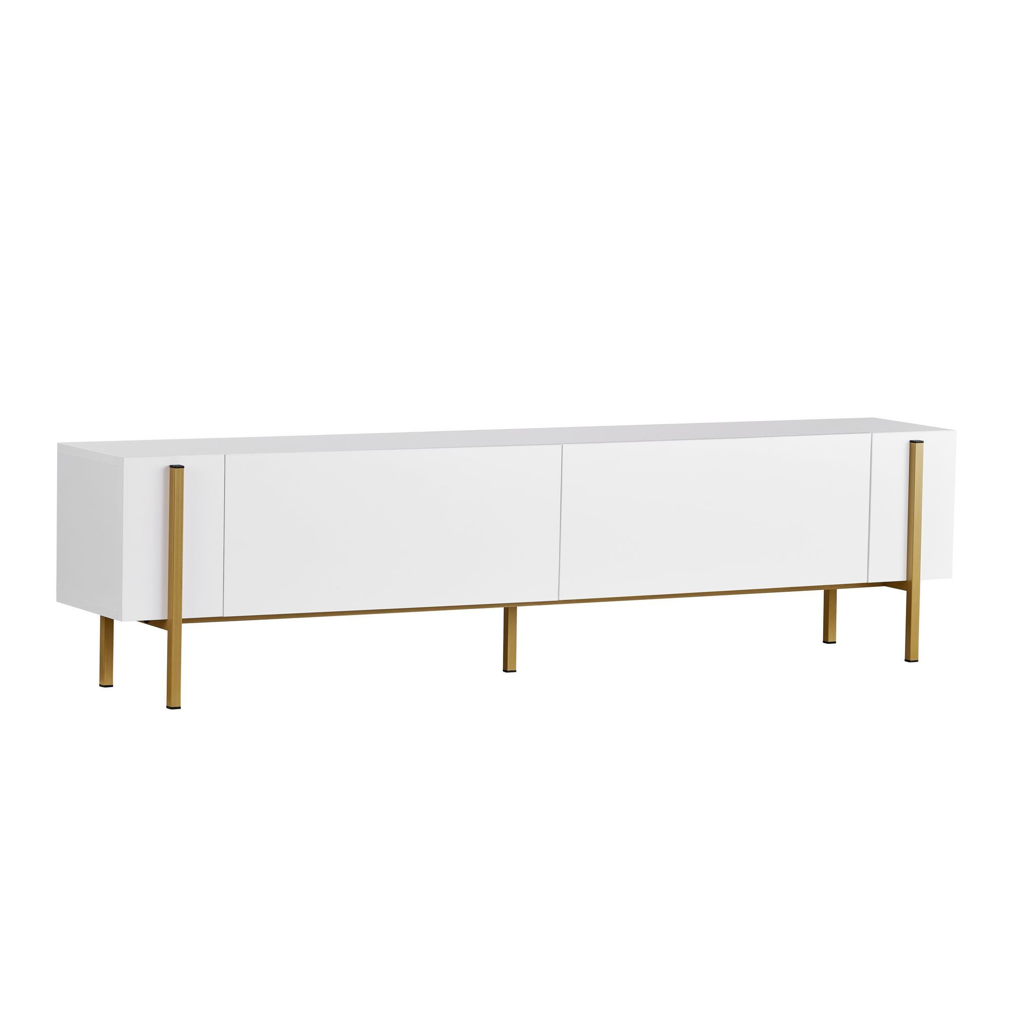 Habitat y Jardin - Soporte de TV de madera "Nexus" - 180 x 30 x 45 cm - Blanco / Dorado