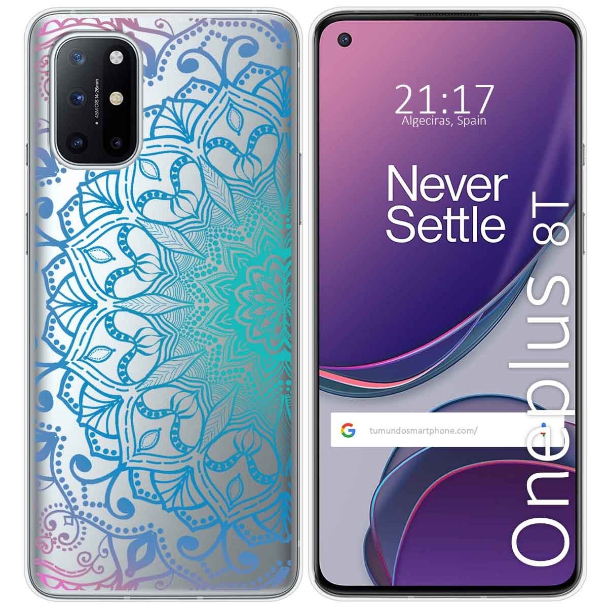 Tumundosmartphone Funda Gel Transparente para OnePlus 8T 5G diseño Mandala Dibujos