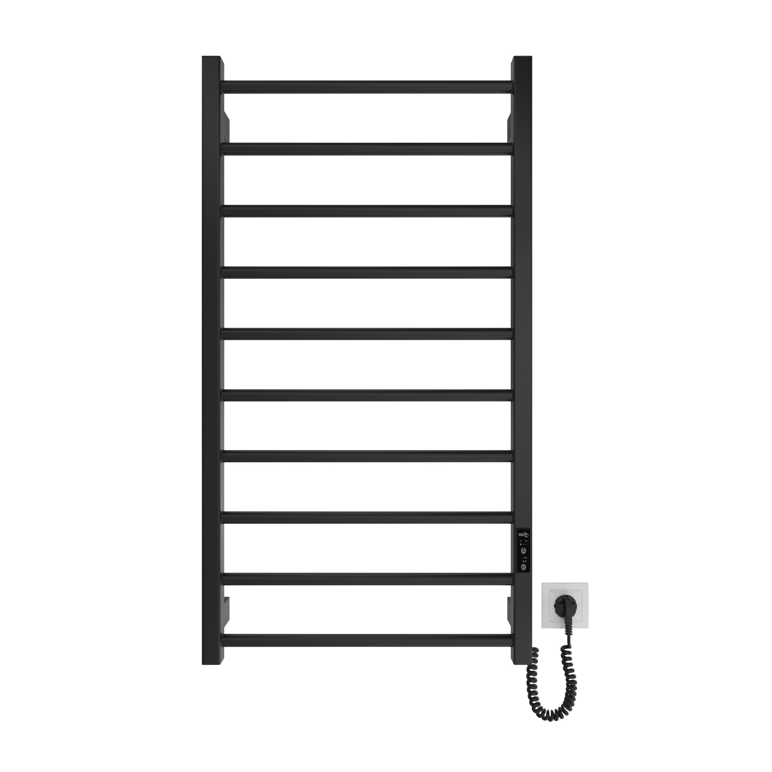 Radiador Toallero Eléctrico Seco HYGGE FAMILY Modelo LEEDS, Bajo Consumo de 970x530 mm Color NEGRO MATE