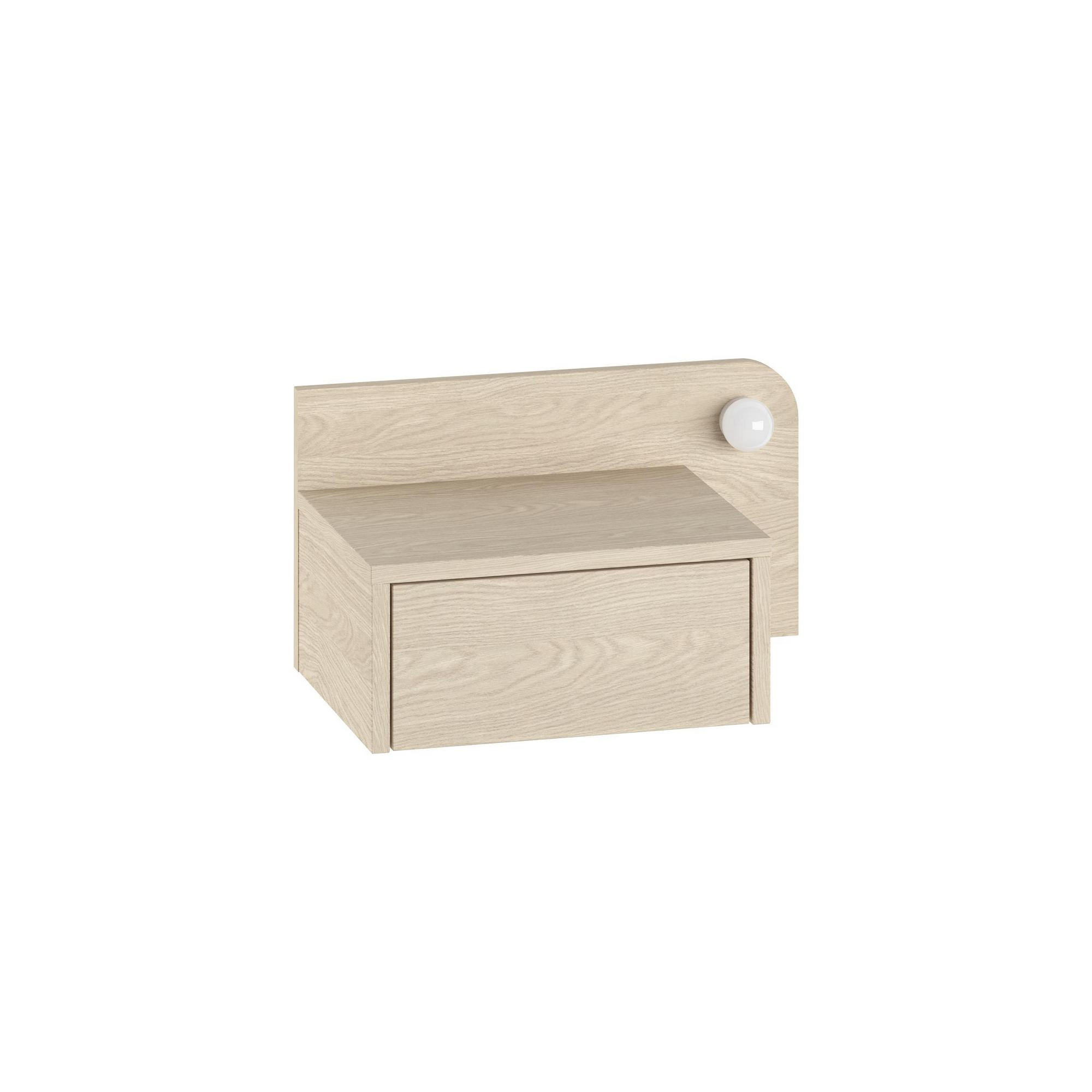 Habitat y Jardin - Mesilla de noche "Dotta" con bombilla de madera - 52 x 30 x 28 cm - Beige