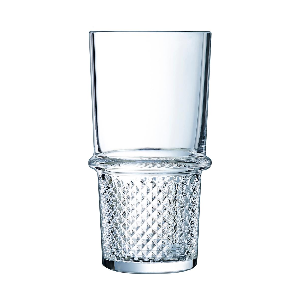 ARCOROC NEW YORK Caja 6 Vasos Altos Vidrio 35CL Transparente Brillo Fabricado en Francia Reciclable