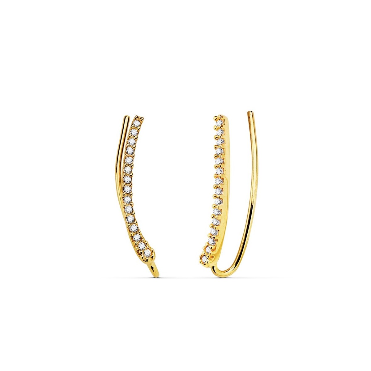 Pendientes oro 18k trepador 17mm. circonitas mujer