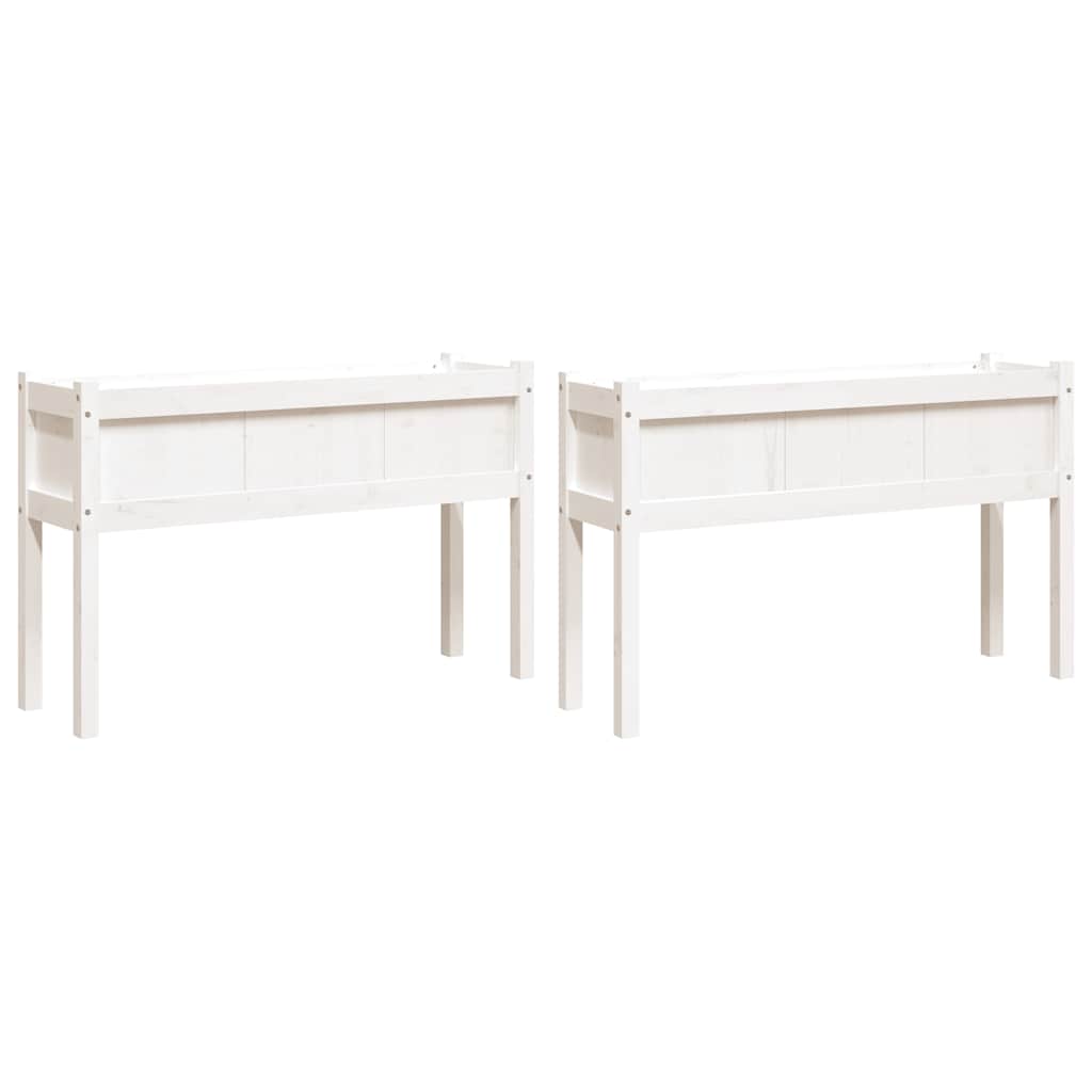 vidaXL Jardineras exterior con patas 2 uds madera maciza pino blanco
