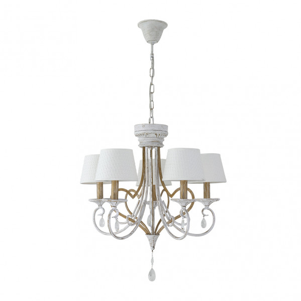 Lampara crasas 5xe14 blanco/oro regx54x54 cm