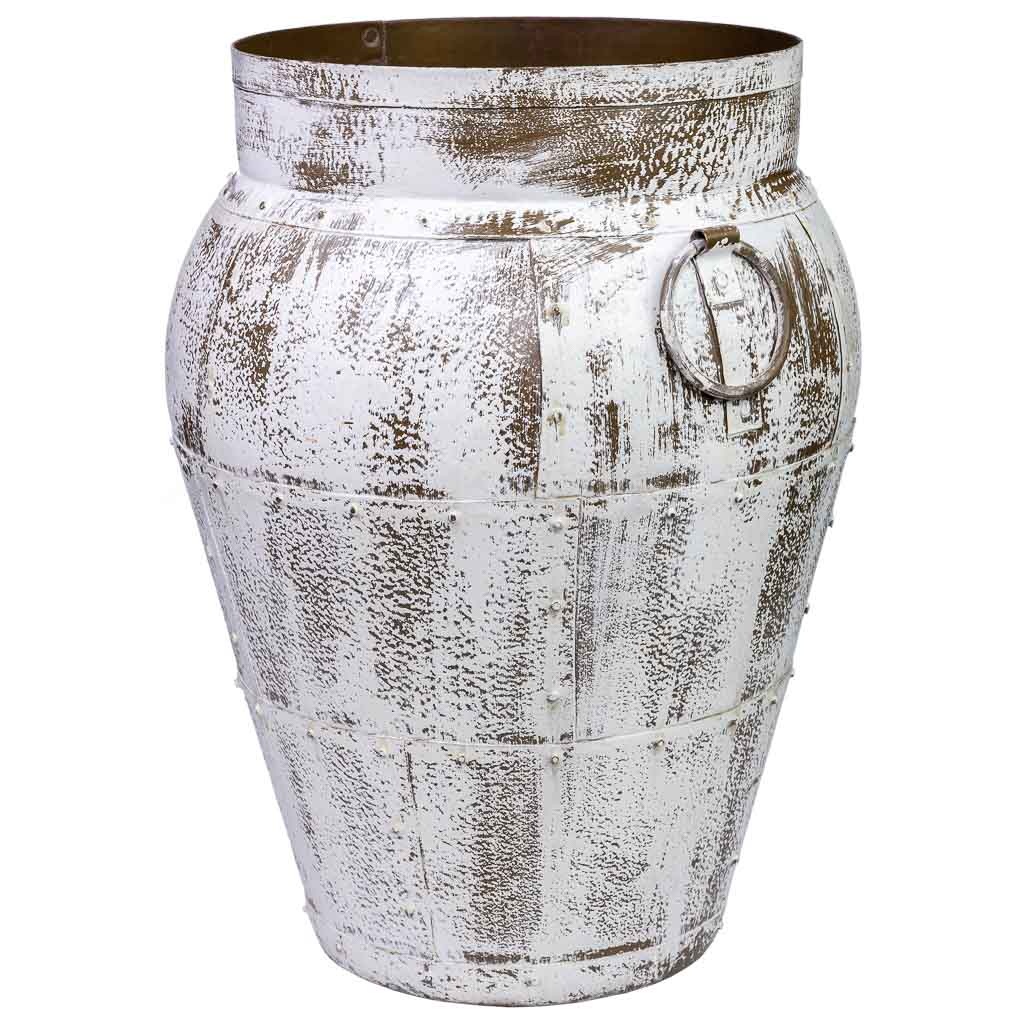 Wonderlust Deco - Jarrón de metal envejecido blanco 45x45x60h cm Blanco 45x45x60h cm