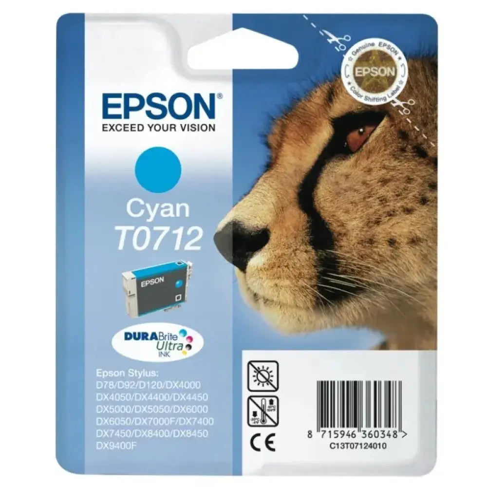 Cartucho de Tinta Original Epson Cheetah T0712 Cian