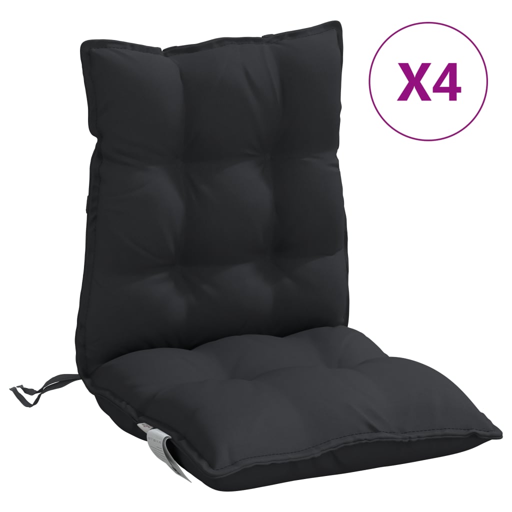 Vidaxl Cojines para Silla Respaldo Bajo 4 Uds Tela Color Antracita Verde Negro