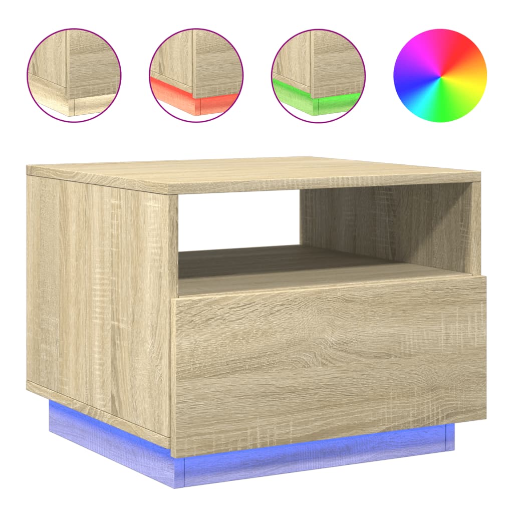 Mesa de Centro Vidaxl con Luces LED 50x49x40 Cm Blanco