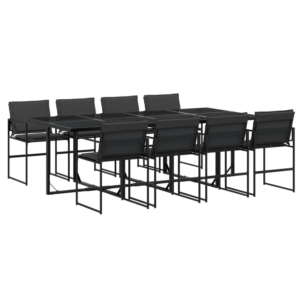vidaXL Juego de comedor de jardín 9 piezas con cojines textileno negro