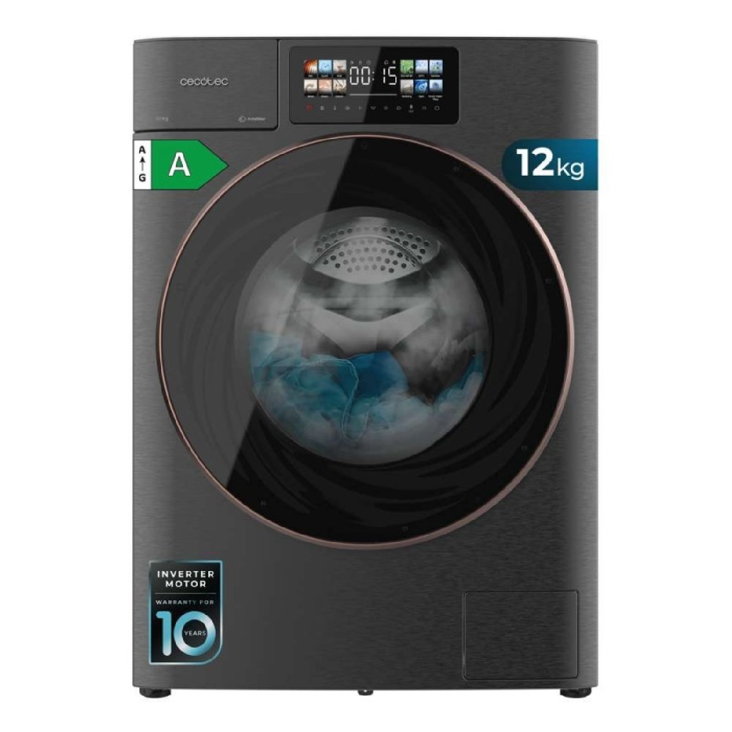 Cecotec Lavadora Carga Frontal Bolero DressCode 12950 Autodose Direct Drive 3D Steel