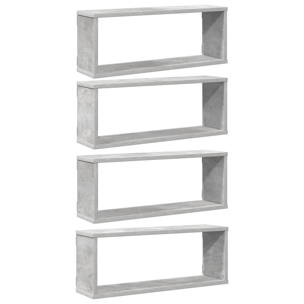 vidaXL Estante cubo pared 4 uds madera ingeniería hormigón 60x15x23cm