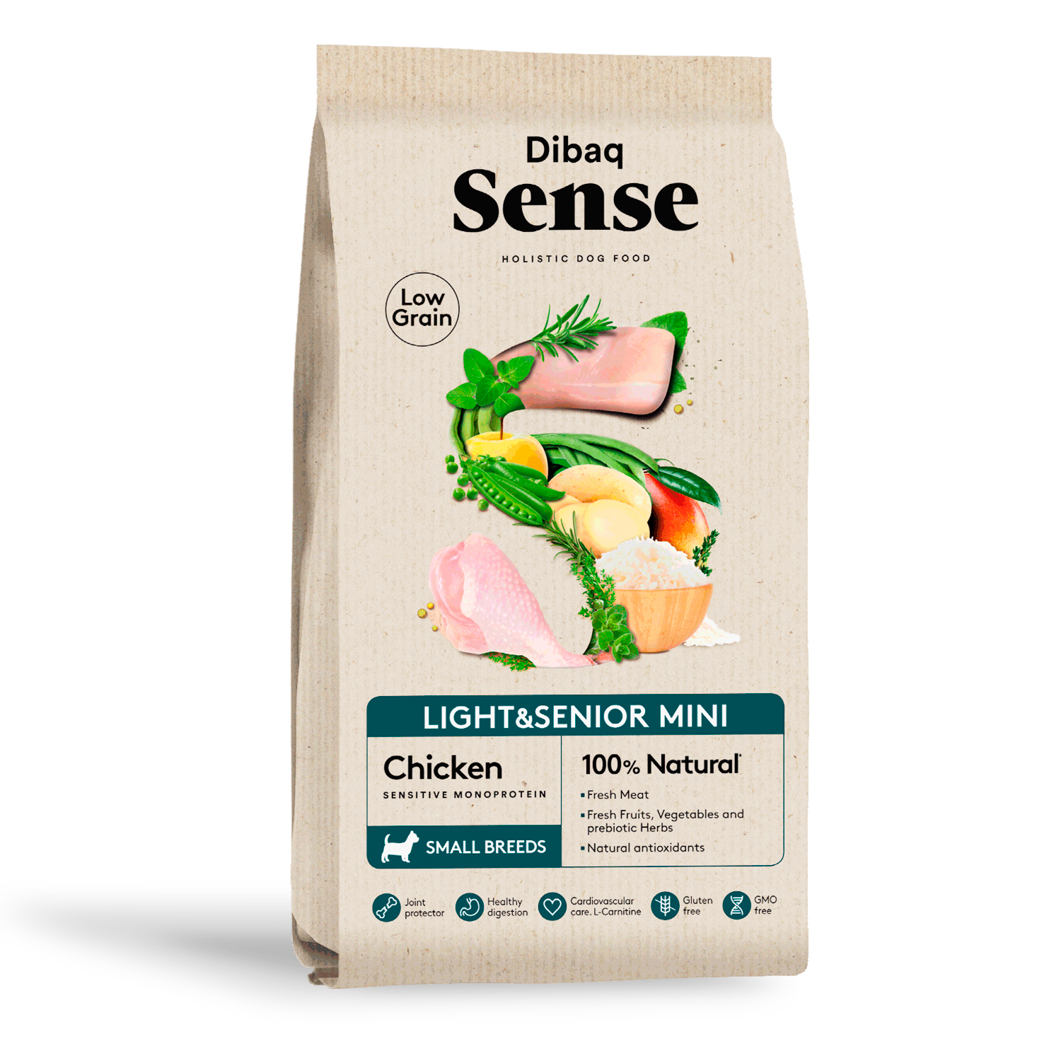 Dibaq Sense Low Grain Pollo Light o Senior Mini Formato 2 Kg