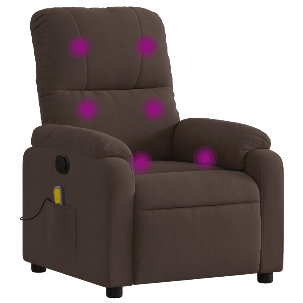Vidaxl Sillón Reclinable de Masaje Tela Microfibra Marrón