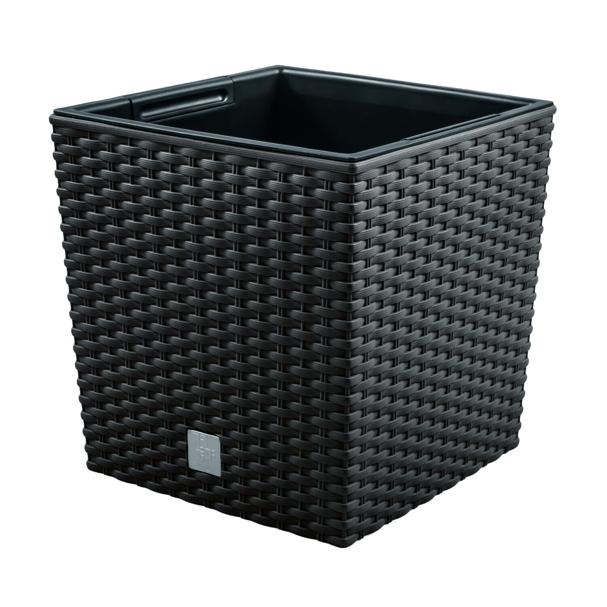 Maceta Prosperplast Rato Quadro Bajo 10L con Cubilete para Plantar en Color Mocca