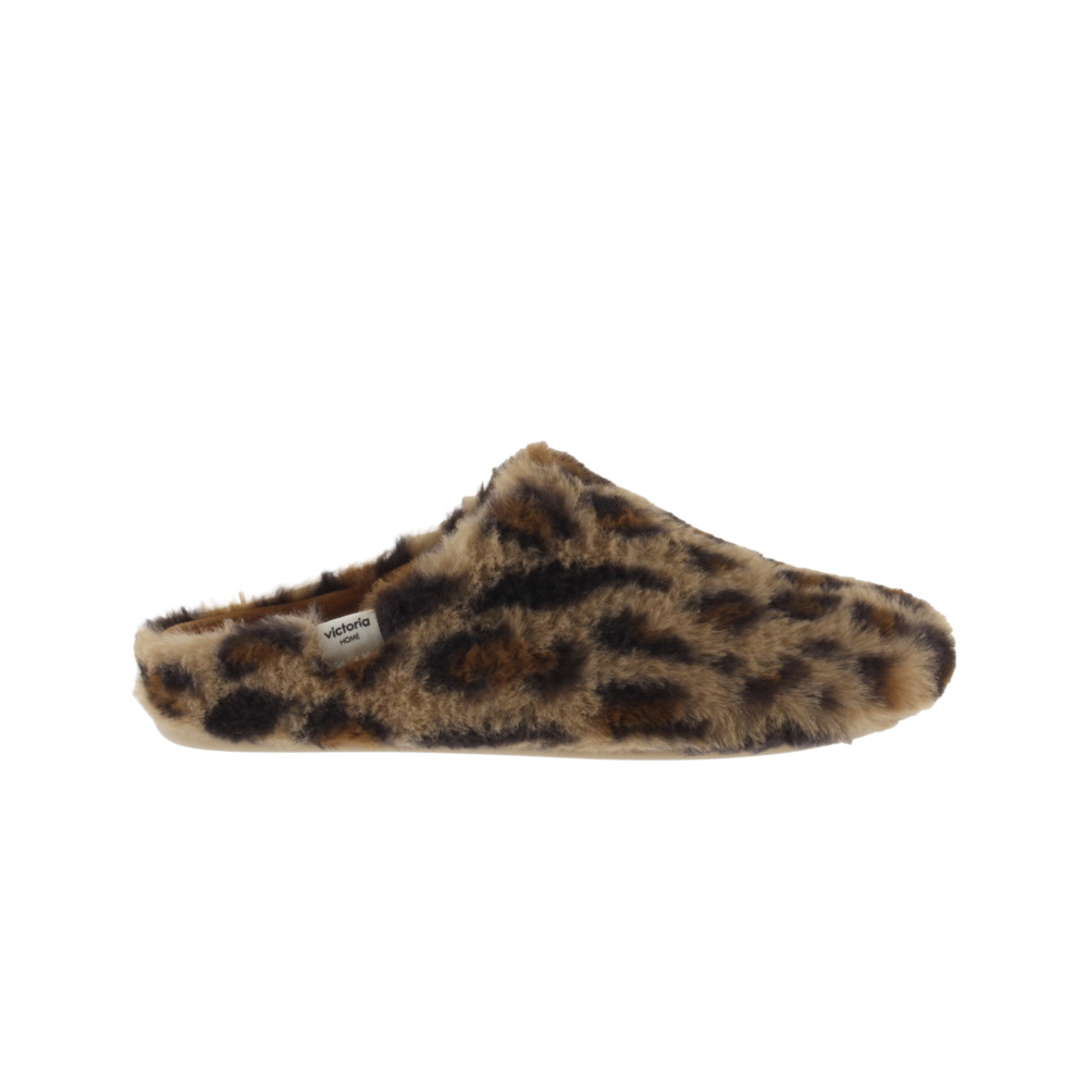 Victoria Norte Zapatillas de casa abiertas de pelo animal print 1081126