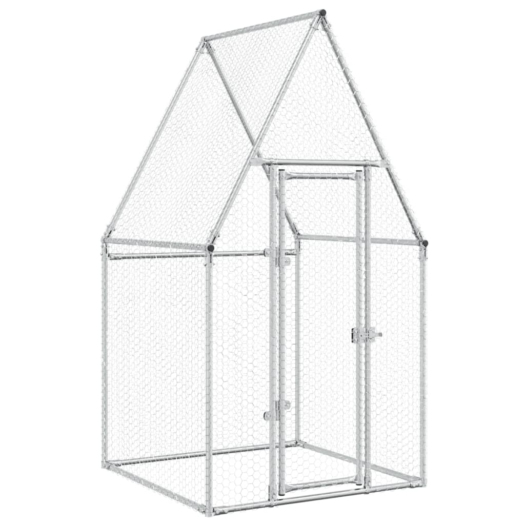 vidaXL Jaula para Gallinas Caseta de Pollos Gallinero Acero Galvanizado Plateado Dimensiones 100 x 100 x 190 cm, 200 x 100 x 190 cm, 400 x 100 x 190 cm
