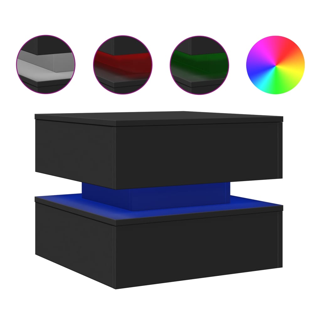 Vidaxl Mesa de Centro con Luces LED 50x50x40 Cm Blanco