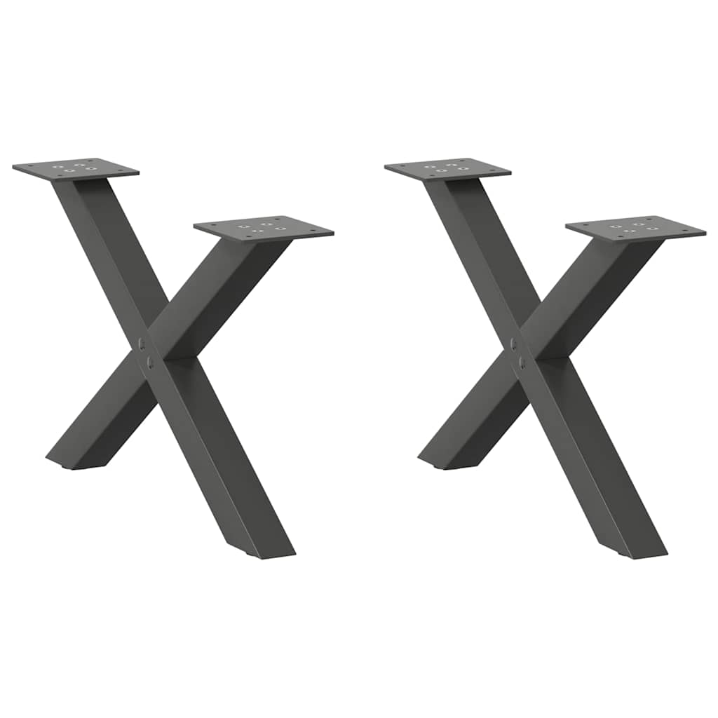 vidaXL Patas para mesa de centro en forma de X (2 unidades) 60 x (30-31) cm, acero