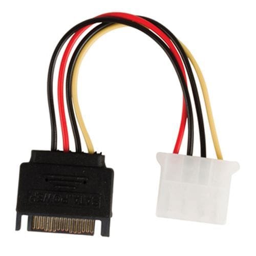 CABLEPELADO Cable Adaptador de Alimentación Molex a SATA | LP4 a 15 Pines | 18 AWG | Apto para HDD, SSD, CD-ROM | 15 cm