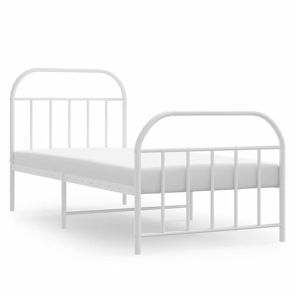 vidaXL Estructura cama sin colchón con estribo metal blanco 90x190 cm