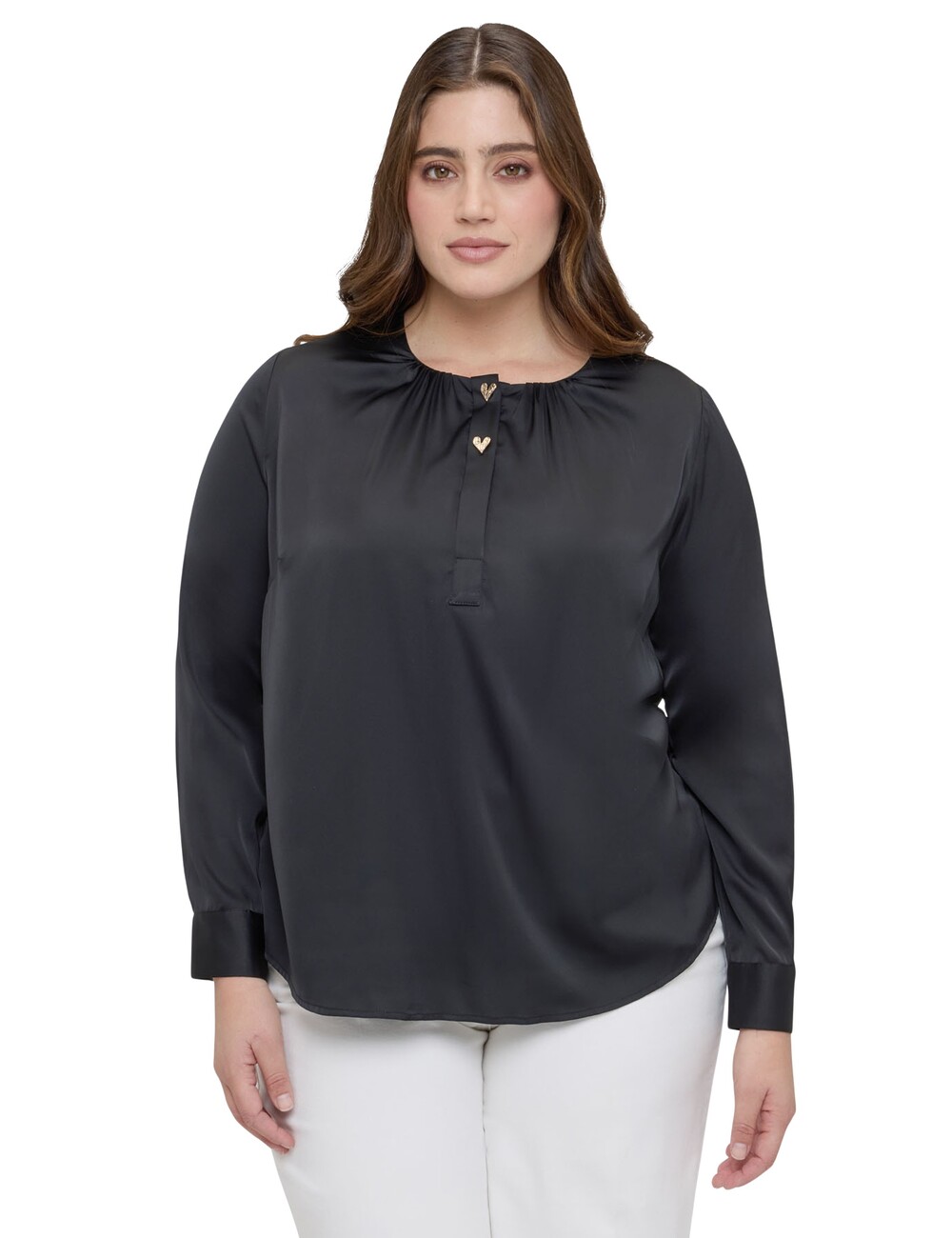 Fiorella Rubino - Blusa de raso con botones en forma de corazón