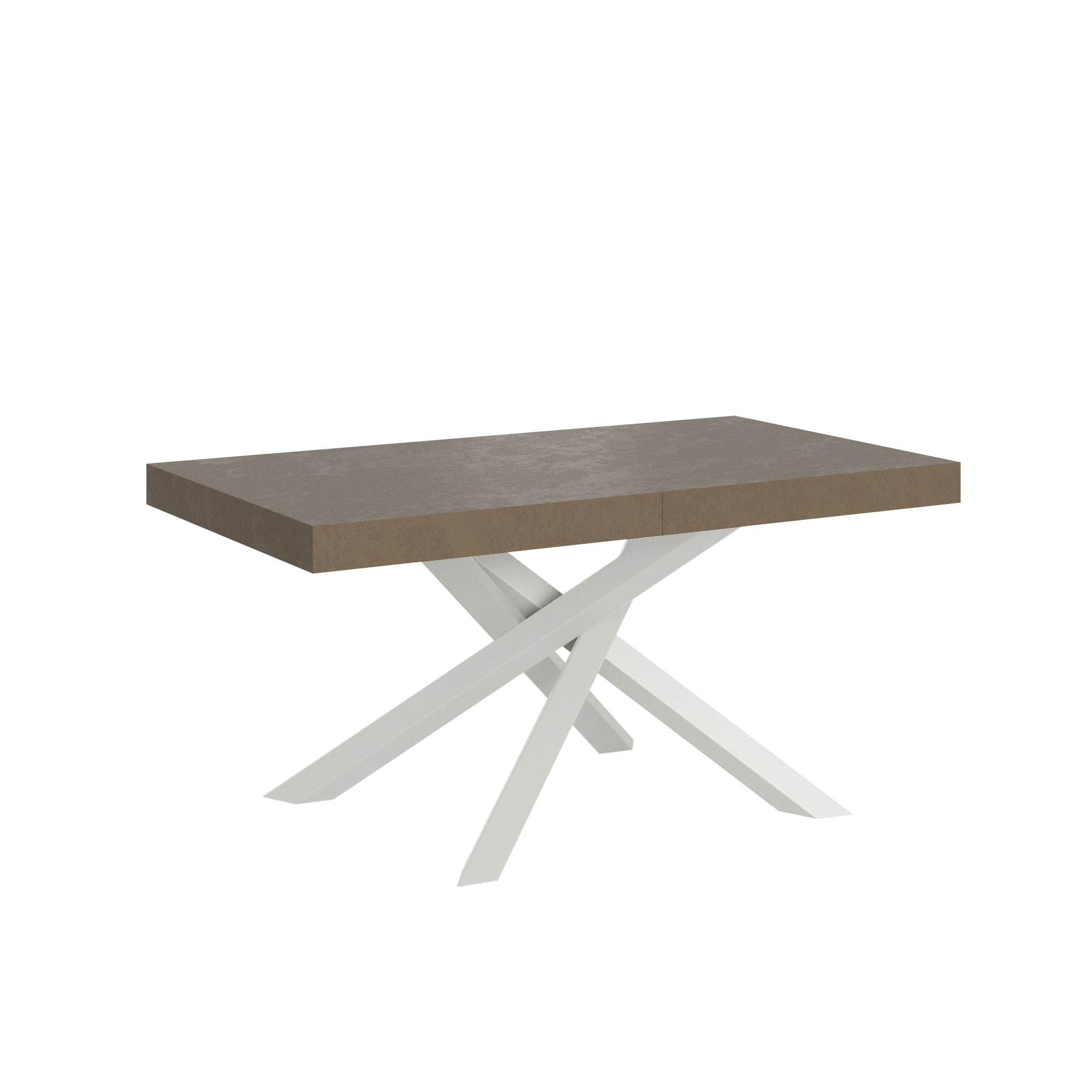 Mesa extensible Volantis gris paloma 160/420x90 cm con patas blancas - Itamoby