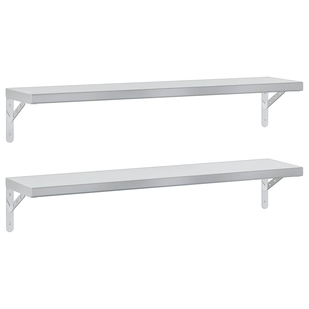 vidaXL Estantes de pared 2 uds acero inoxidable plateado 100x23,5 cm