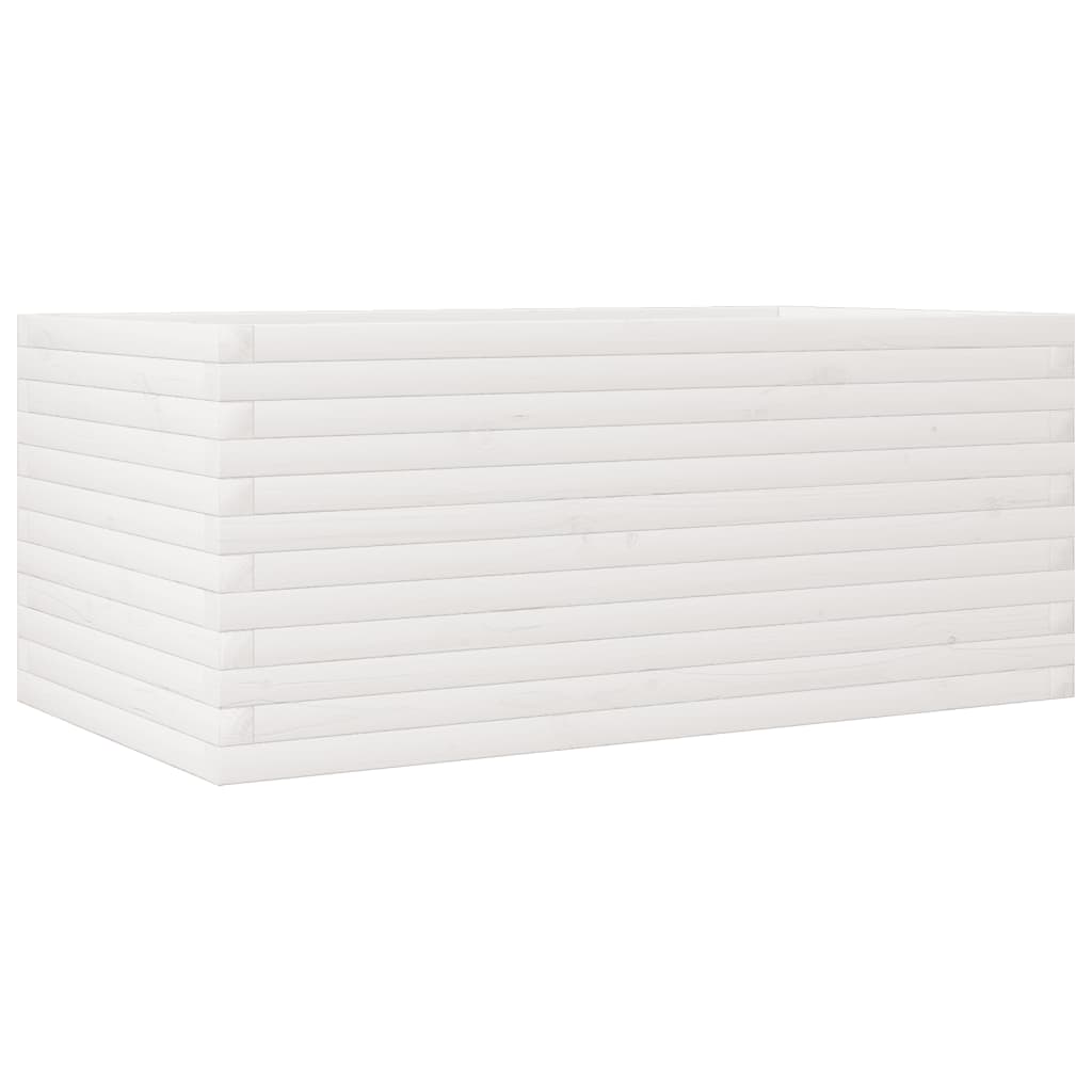 vidaXL Jardinera de madera maciza de pino 110x60x45,5 cm Color Pino natural,  Blanco,  Marrón cera y mas