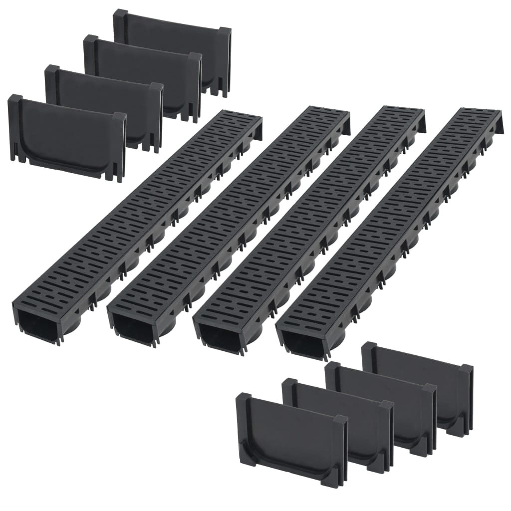 vidaXL Canal de Drenaje Plástico Acanalamiento Desagüe Tuberia Resumidero Dimensiones 1 m,  2 m,  3 m (3 unidades) y mas