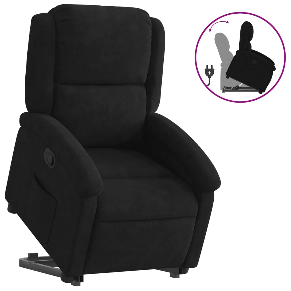 vidaXL Sillón reclinable elevable terciopelo negro