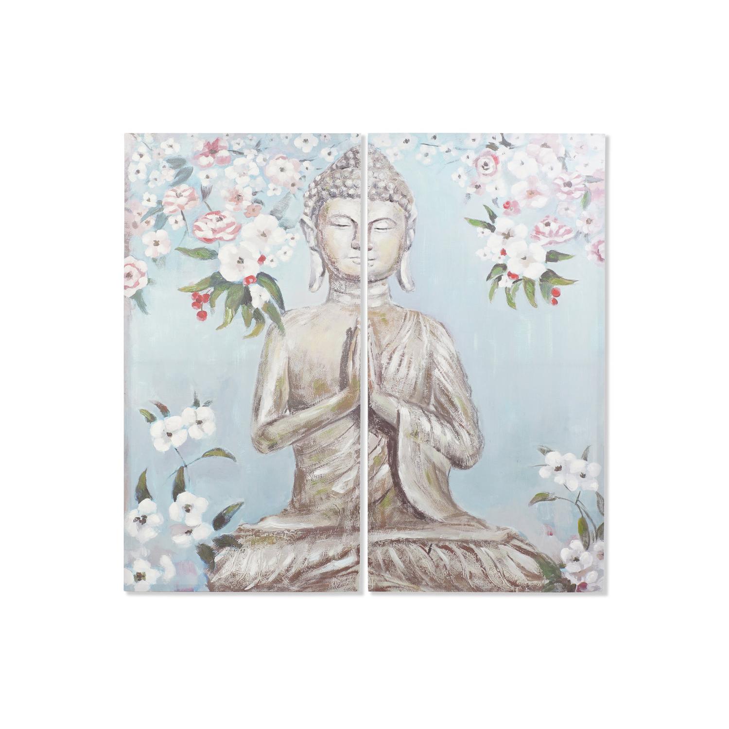 Cuadro Set 2 Lienzo 140X3X140 Buda Pintado Mano El mejor complemento para tu hogar  -Fijalo-
