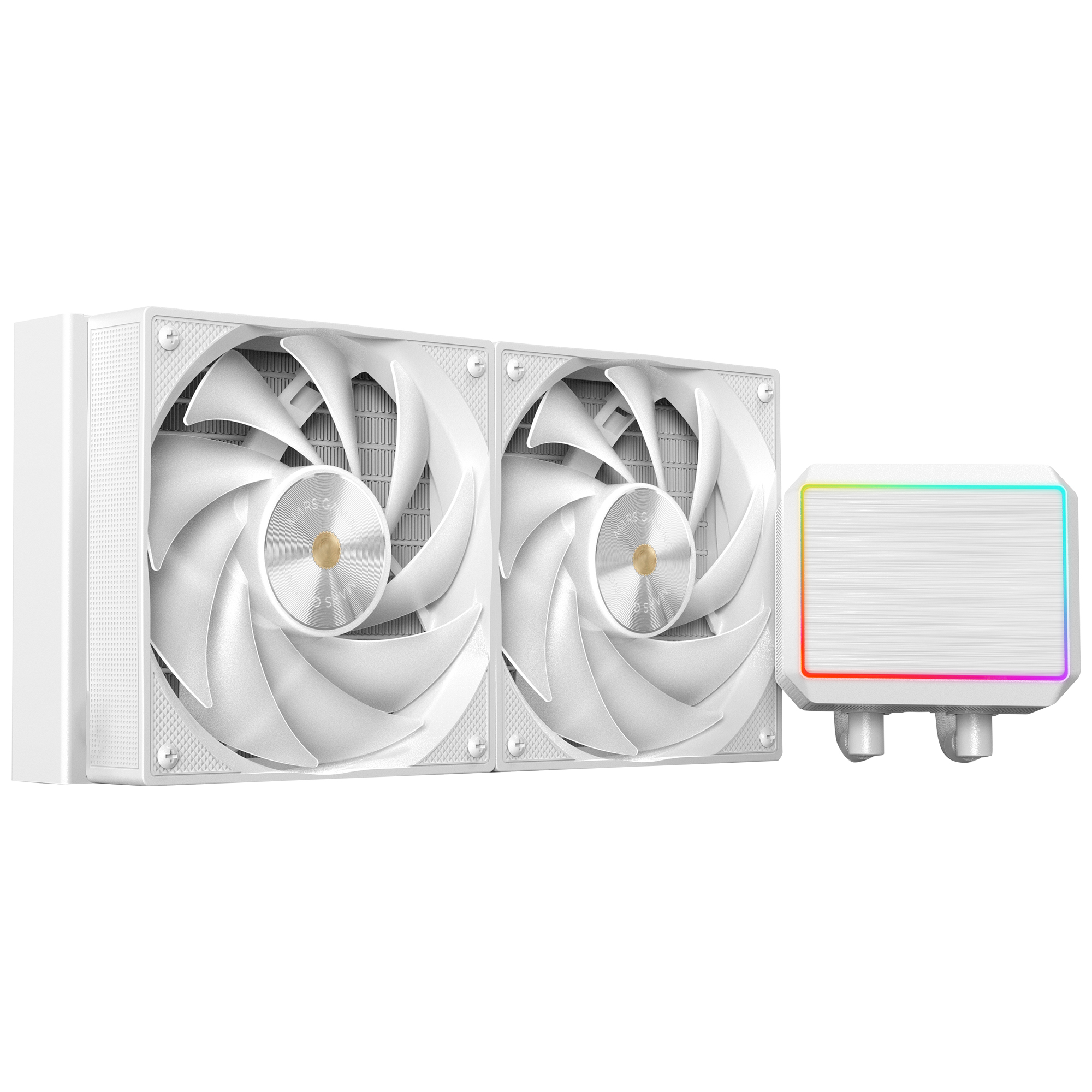 Mars Gaming ML-PROII240 Refrigeración Líquida AIO 450W TDP, Bomba 4ª Gen Opti-Chamber Base de Cobre y Microcanales, 2x Ventilador 120mm FDB, Bloque de Aluminio Cepillado con FRGB Lineal, Kit Ventilación PC Negro o Blanco