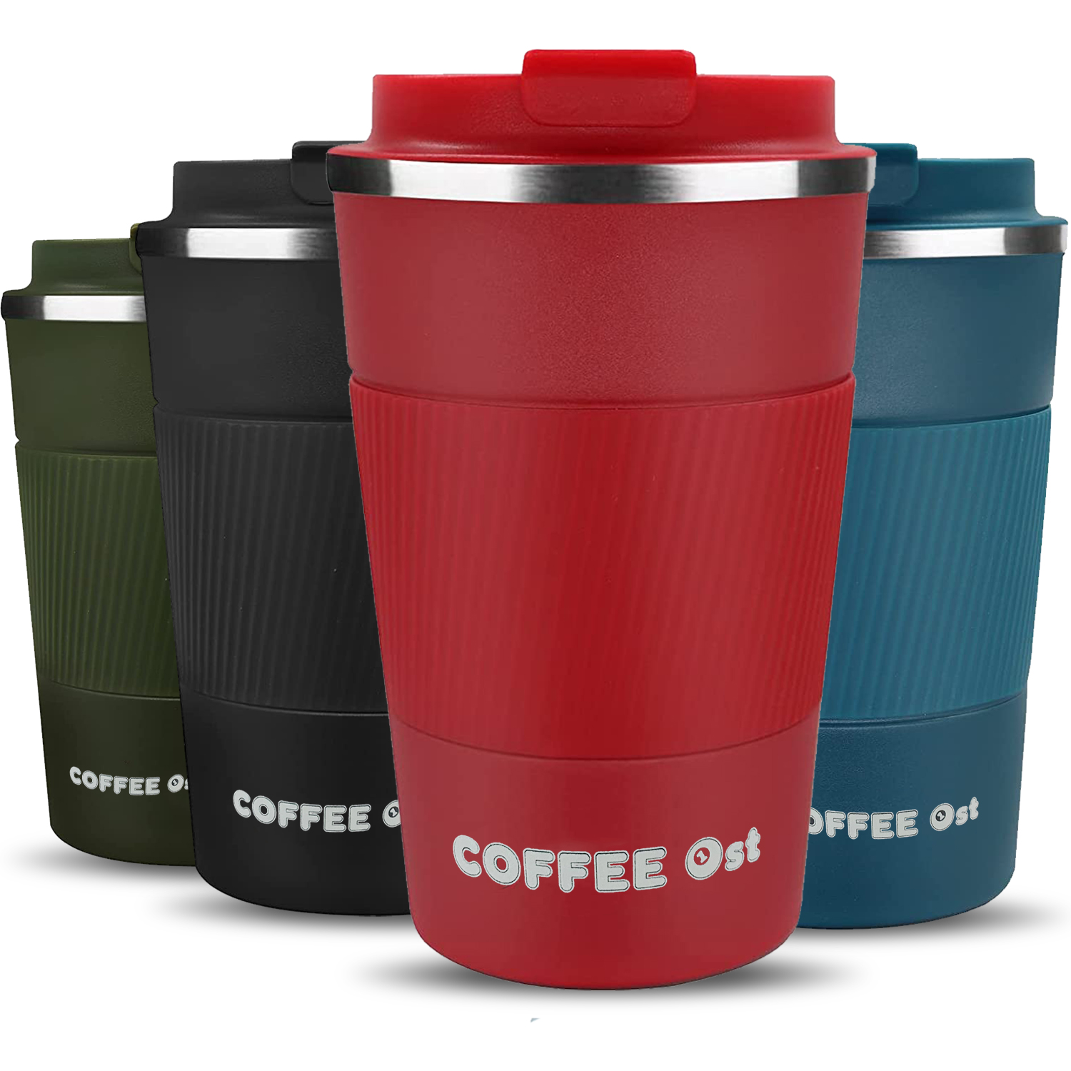CALA VERDE - Termo café 380ml, vaso termo café, vaso con tapa para llevar, vaso café reutilizable, taza termo café con tapa