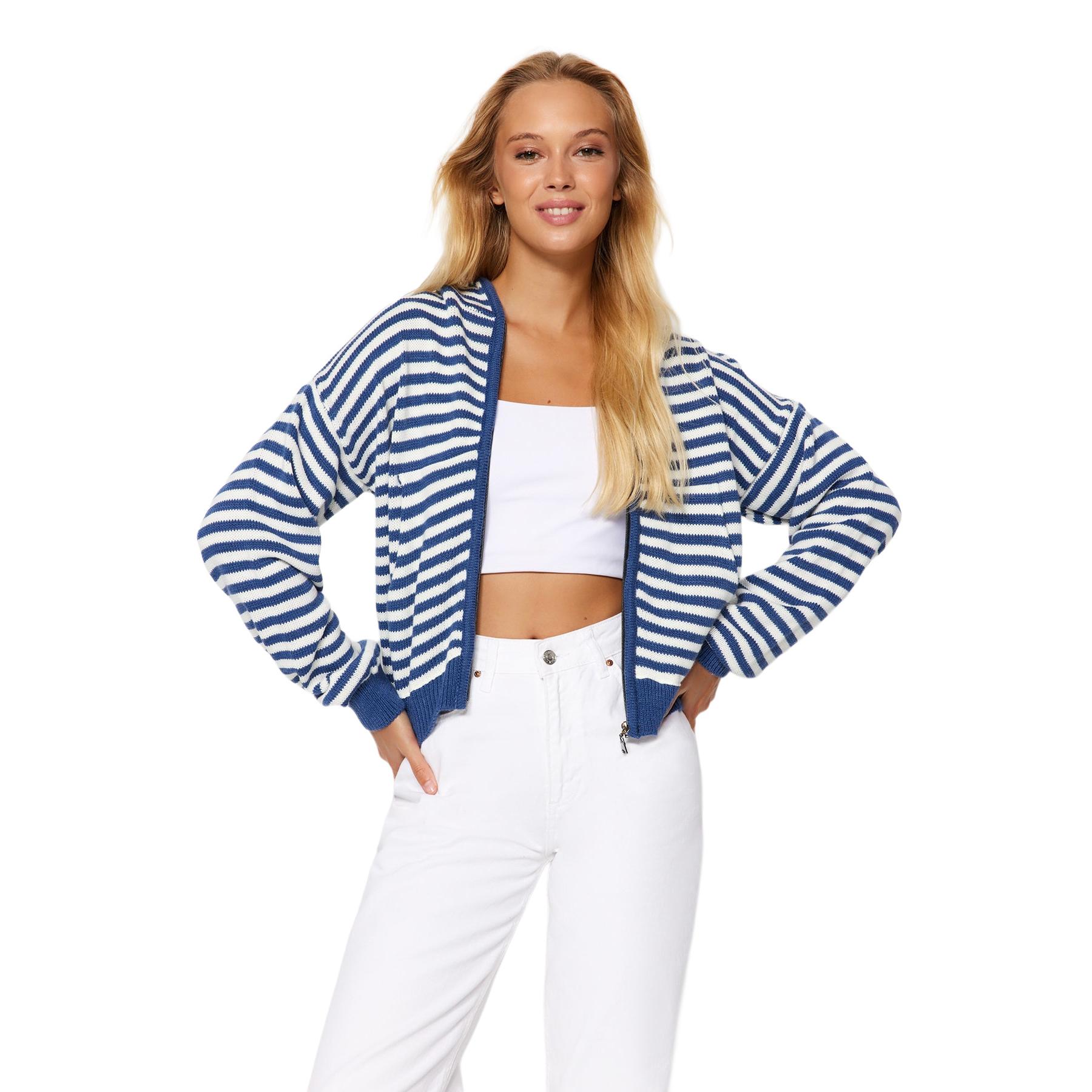Trendyol Cárdigan - Diseño Moderno - Color Variado Azul Mujer Mediano
