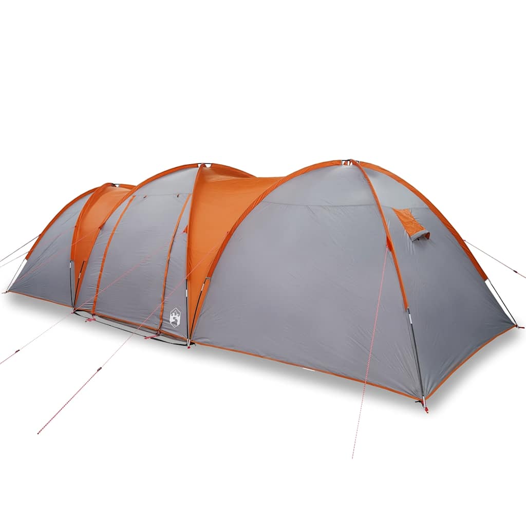 vidaXL Tienda familiar con cúpula impermeable 8 personas gris naranja