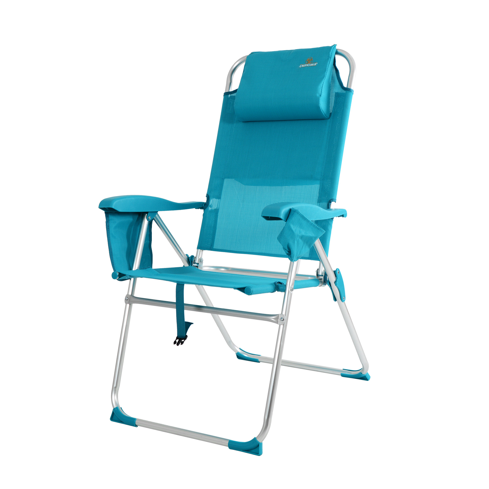 Silla PALMERA 2081-3 NEW (Turquesa) - Silla de Playa Plegable con NUEVO cojín ergonómico y NUEVA nevera incorporada - CREVICOSTA QUALITY MARK MARCAS DE CALIDAD