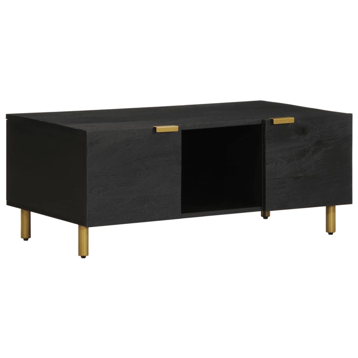 Mesa de centro Lope 2 armarios + compartimento negro 40x100x54 cm