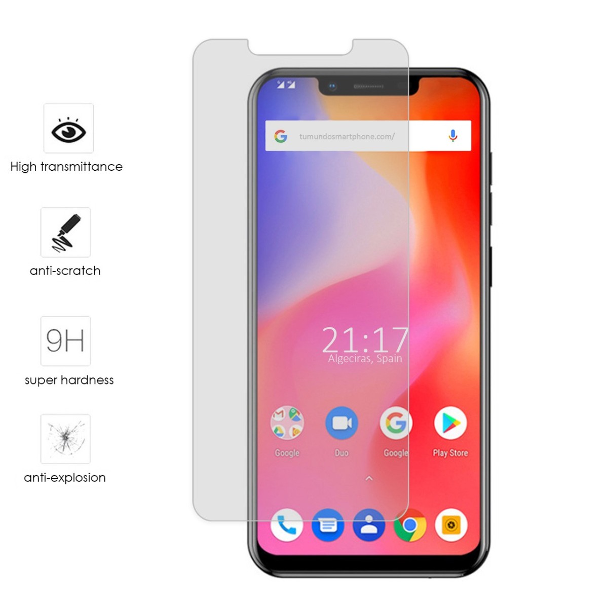 Tumundosmartphone Protector Cristal Templado para Ulefone S10 Pro Vidrio
