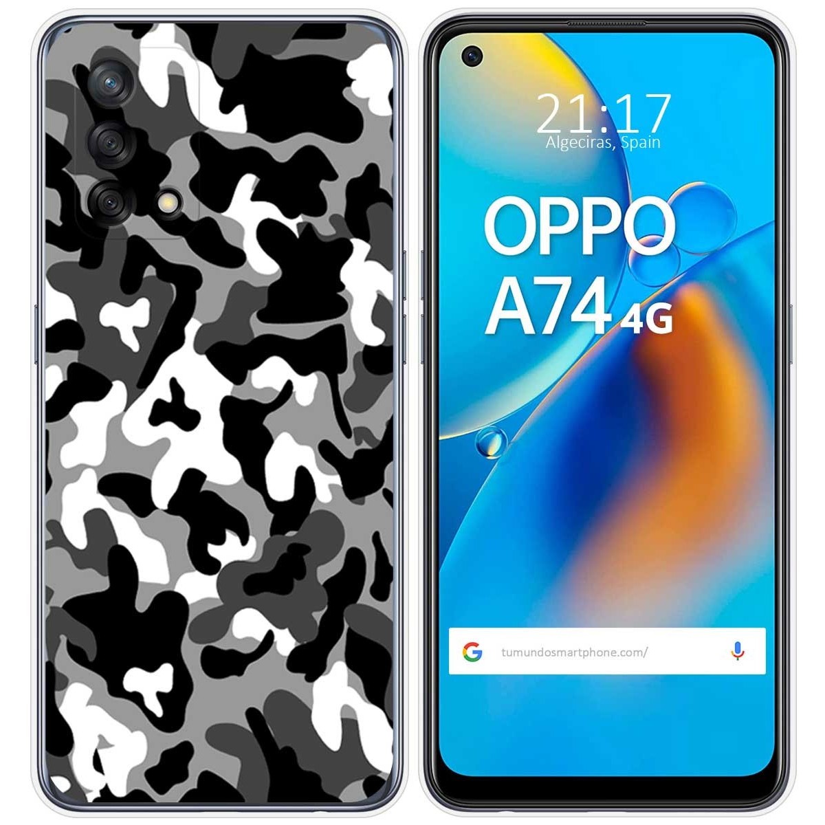Tumundosmartphone Funda Gel Tpu para Oppo A74 4G diseño Snow Camuflaje Dibujos