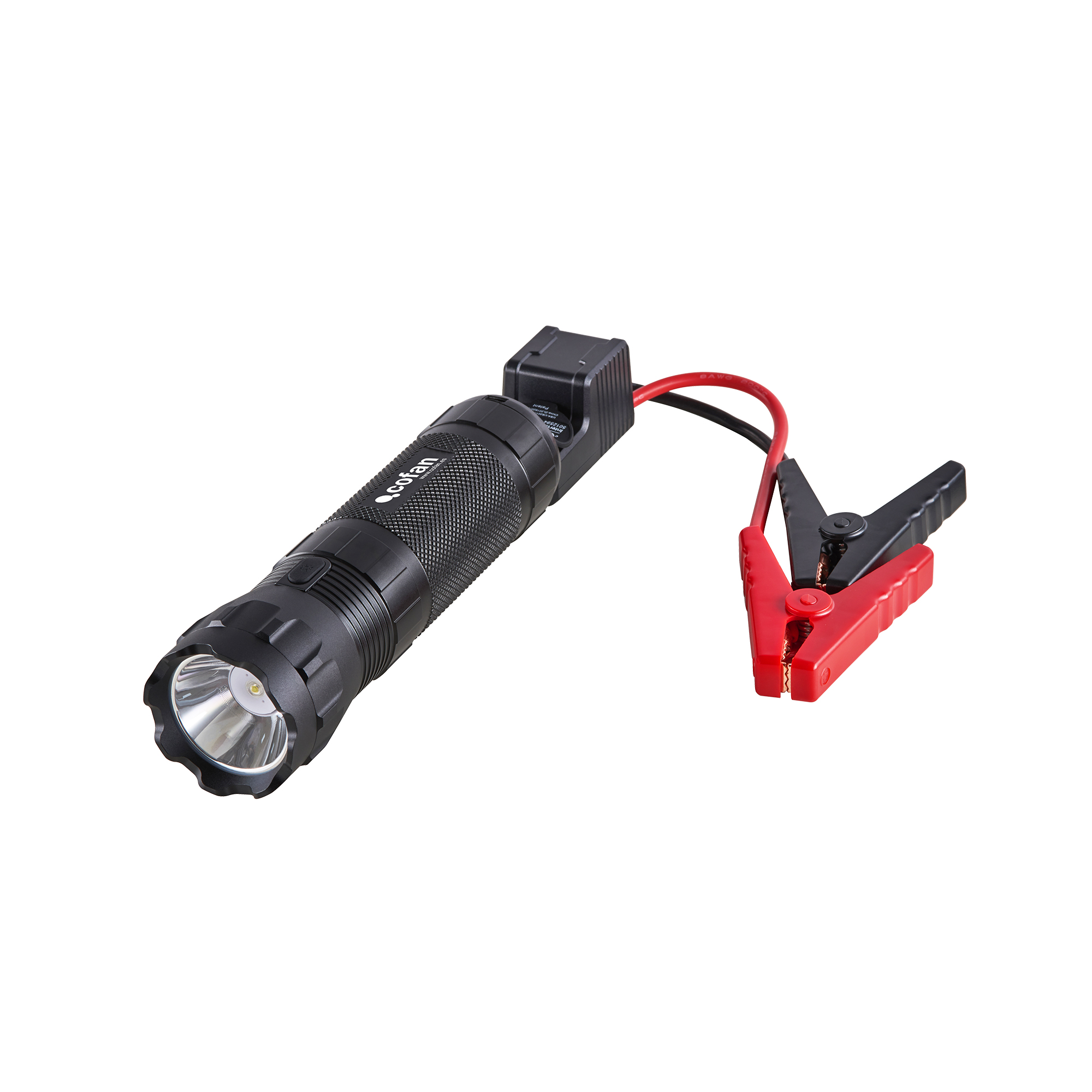 Cofan Arrancador de baterías | Con linterna LED y USB | 600 A | 330 lúmenes | Adecuado para coches de gasolina hasta 5000 cc y diésel hasta 3000 cc