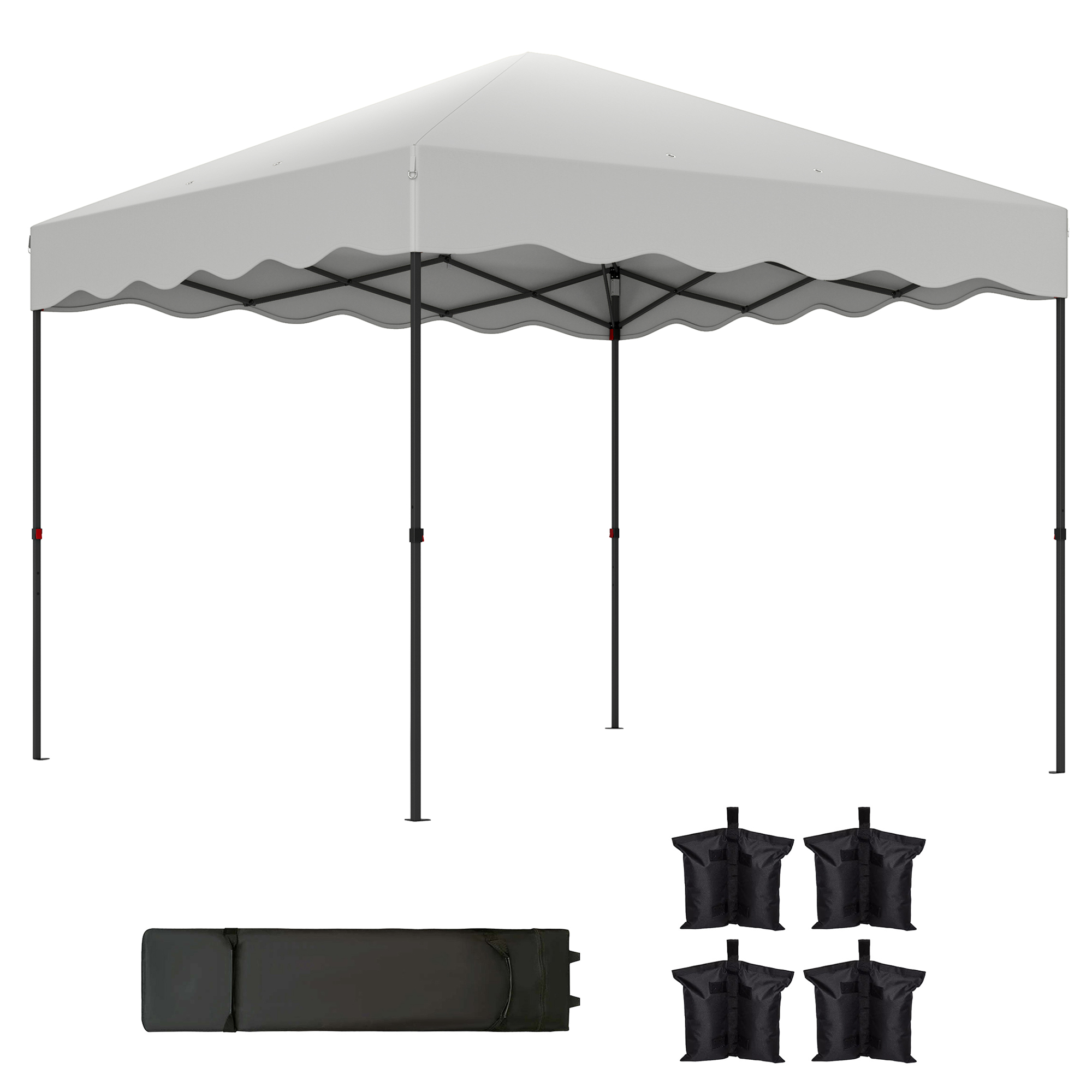 Outsunny Carpa Plegable Pop-up Gazebo 3x3 m Cenador Plegable con Protección UV 50+ Altura Ajustable Bolsa de Arena y Bolsa con Ruedas para Camping Fiestas