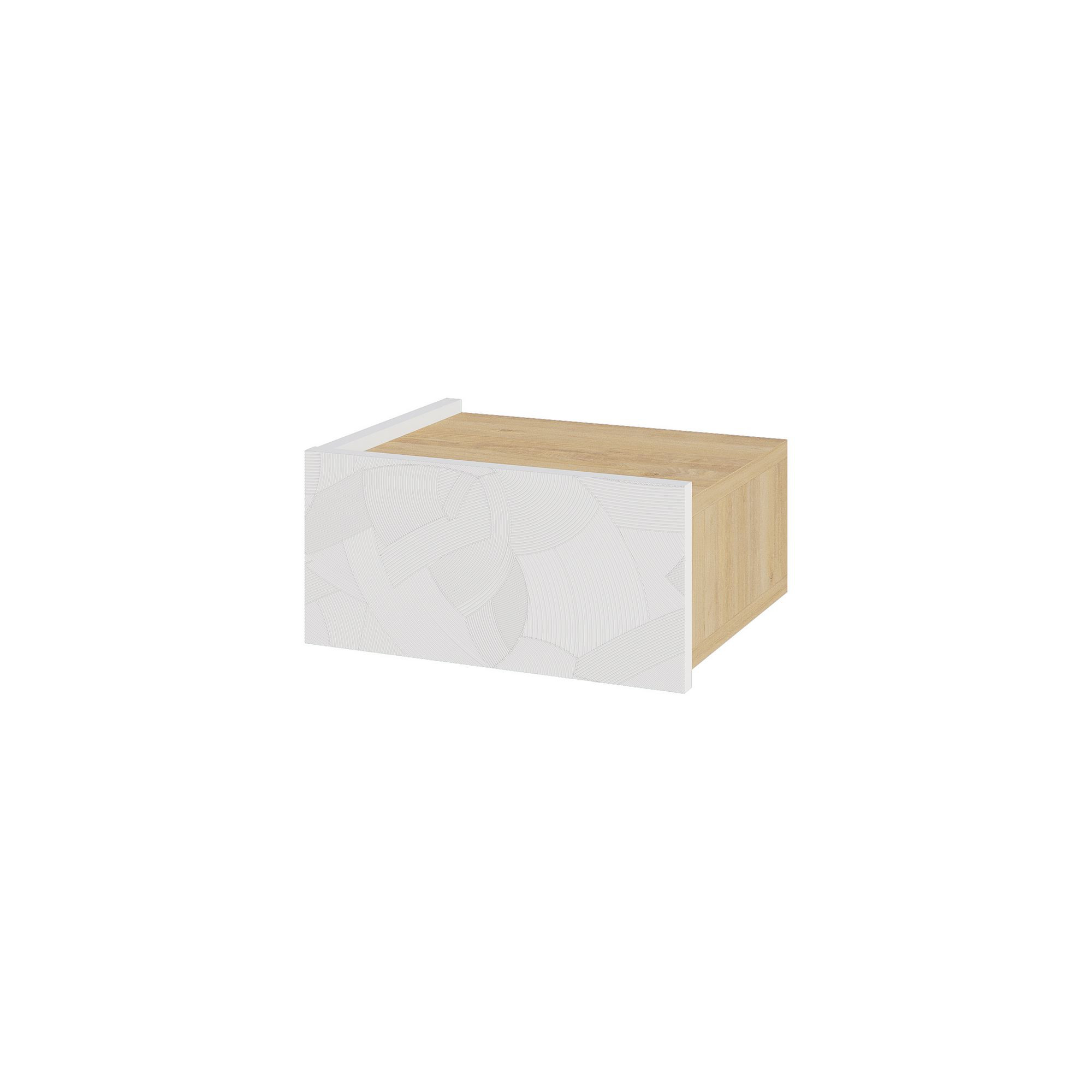 Habitat y Jardin - Mesilla de noche de madera "Onda" con luz LED - 38 x 31 x 18 cm - Blanco