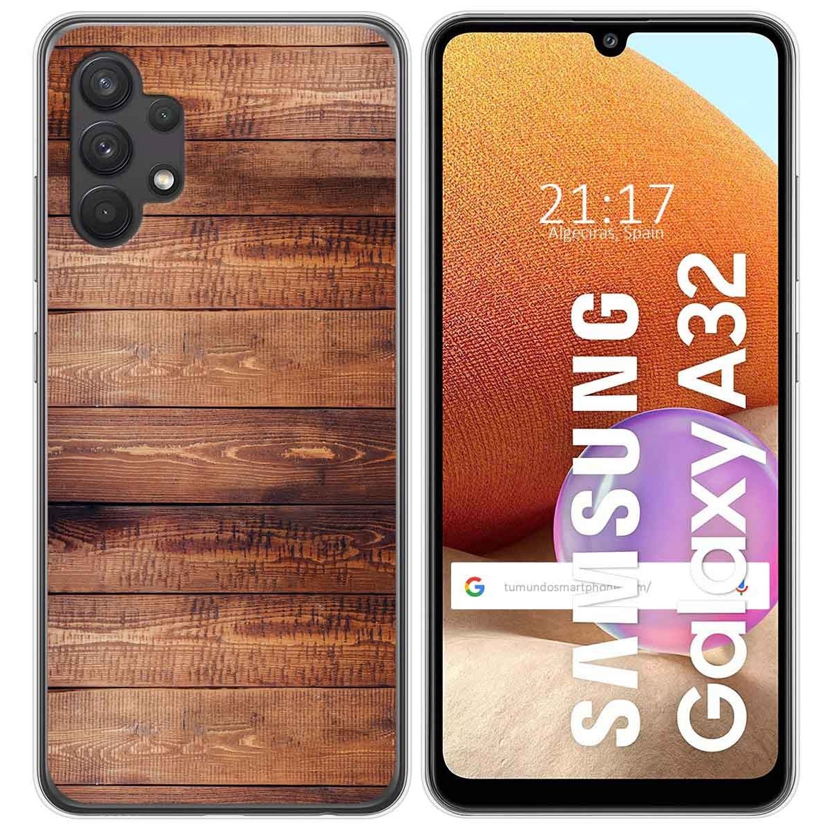 Tumundosmartphone Funda Gel Tpu para Samsung Galaxy A32 4G diseño Madera 02 Dibujos